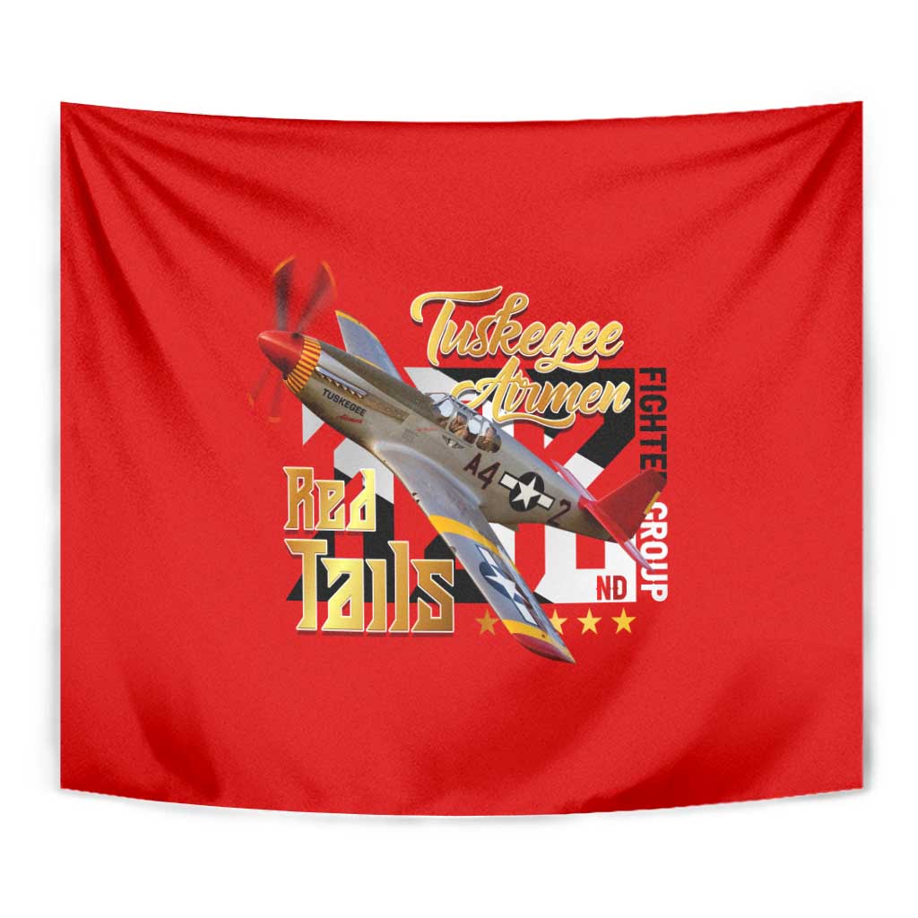 Tuskegee Red Tails Airmen Tapestry WWII Fighter Pilot Legacy - Wonder Print Shop