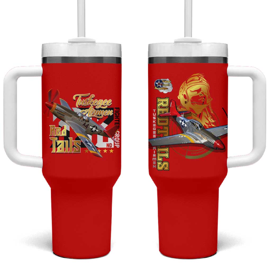 Tuskegee Red Tails Airmen Tumbler With Handle WWII Fighter Pilot Legacy - Wonder Print Shop