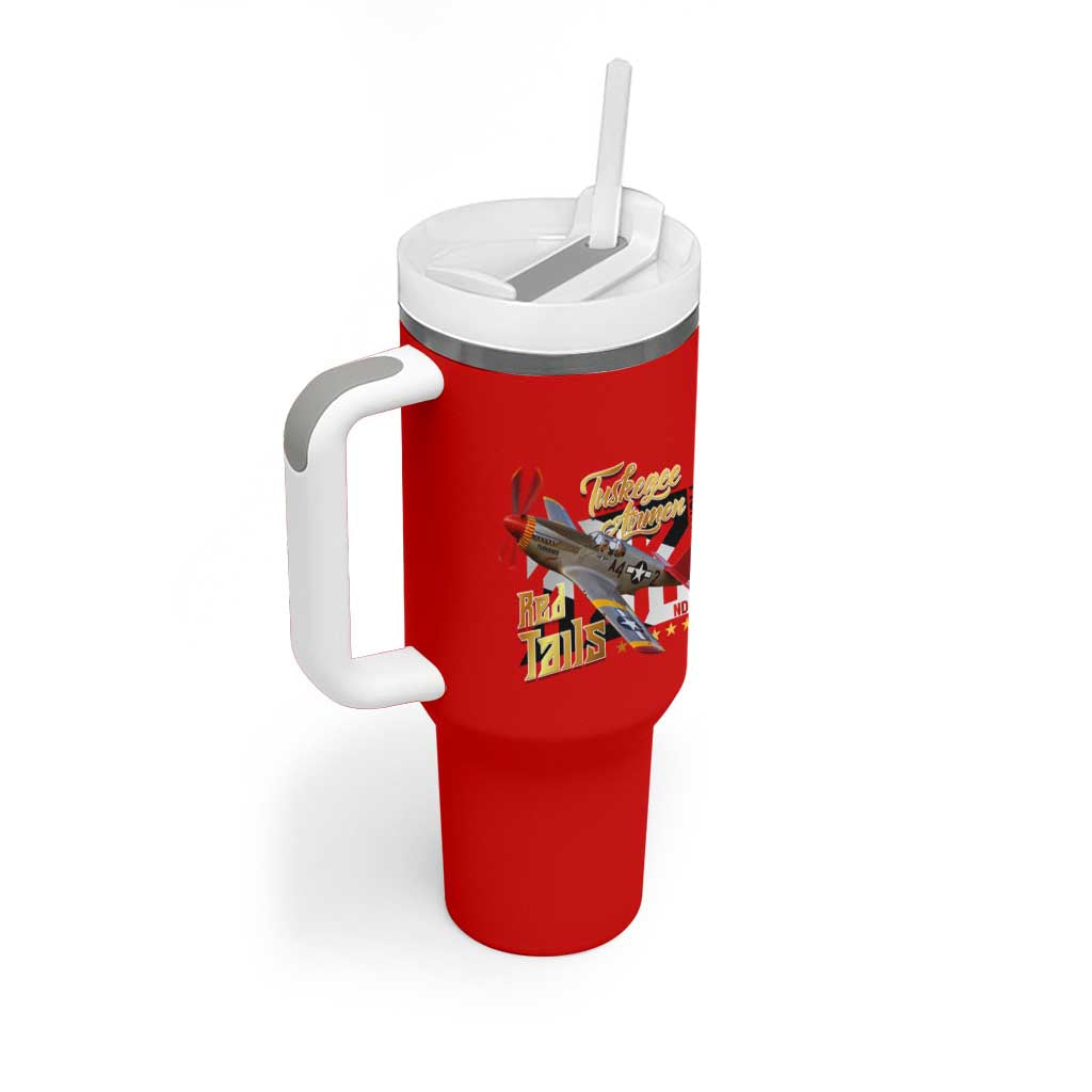 Tuskegee Red Tails Airmen Tumbler With Handle WWII Fighter Pilot Legacy - Wonder Print Shop