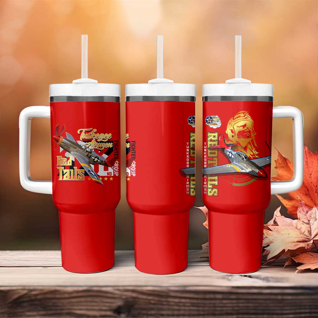 Tuskegee Red Tails Airmen Tumbler With Handle WWII Fighter Pilot Legacy - Wonder Print Shop