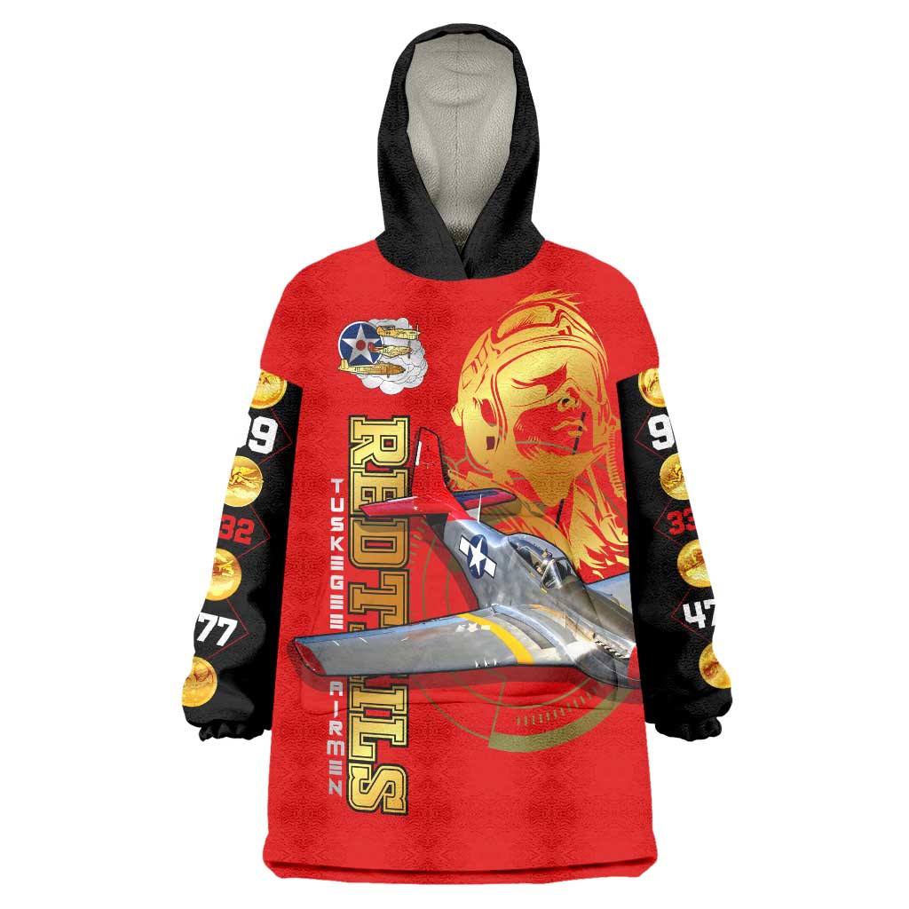 Tuskegee Red Tails Airmen Wearable Blanket Hoodie WWII Fighter Pilot Legacy - Wonder Print Shop
