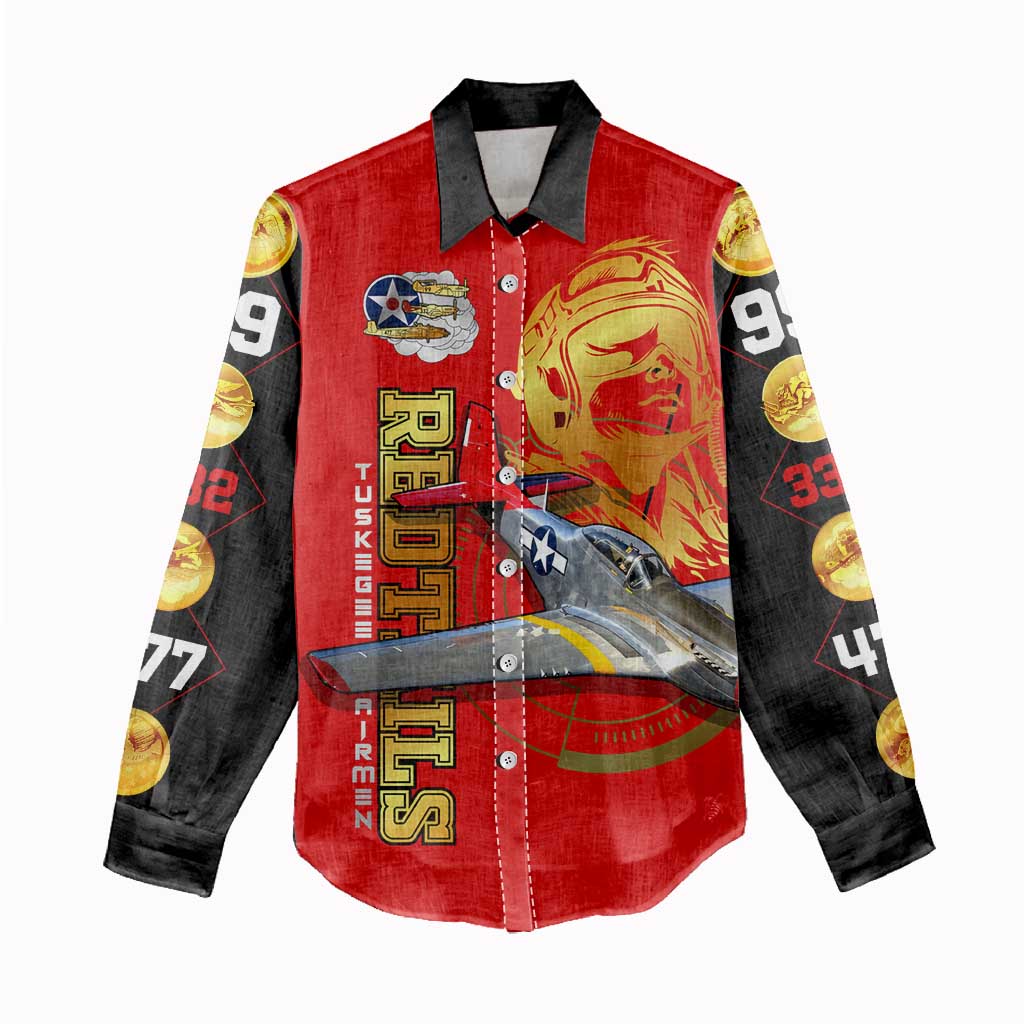 Tuskegee Red Tails Airmen Women Casual Shirt WWII Fighter Pilot Legacy - Wonder Print Shop