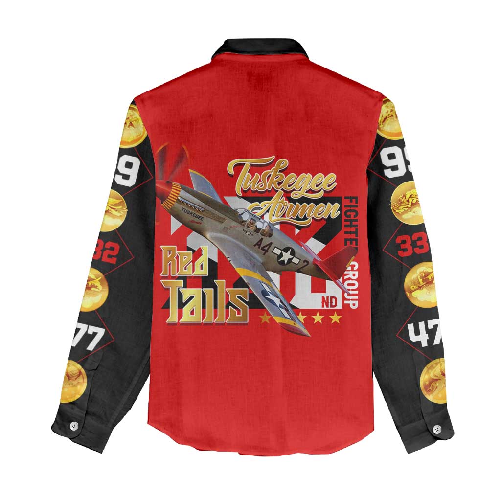 Tuskegee Red Tails Airmen Women Casual Shirt WWII Fighter Pilot Legacy - Wonder Print Shop