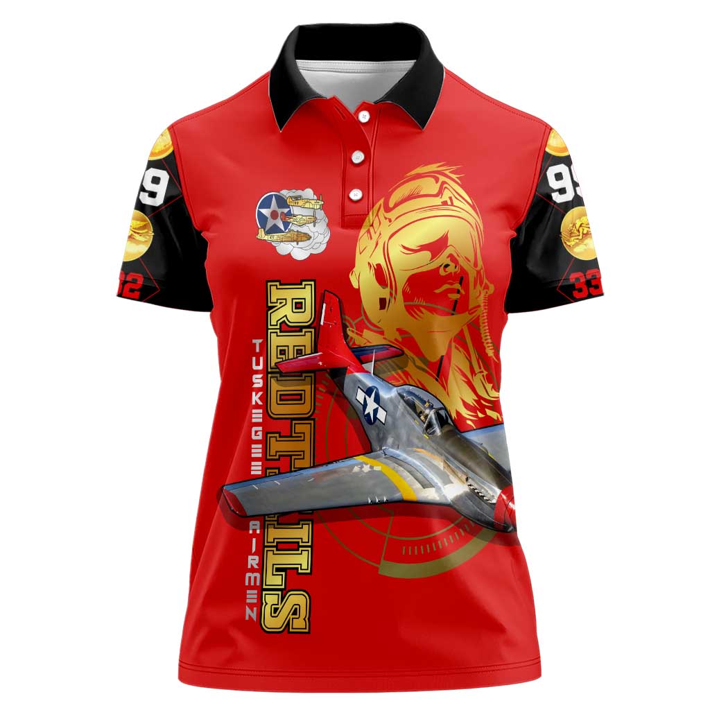 Tuskegee Red Tails Airmen Women Polo Shirt WWII Fighter Pilot Legacy - Wonder Print Shop