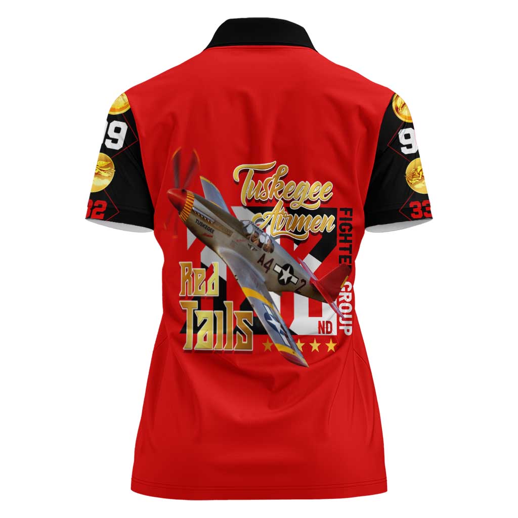 Tuskegee Red Tails Airmen Women Polo Shirt WWII Fighter Pilot Legacy - Wonder Print Shop