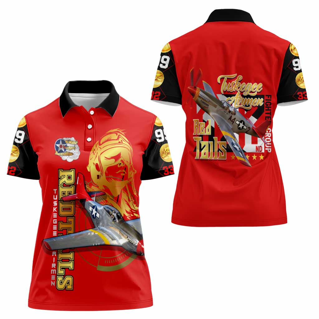 Tuskegee Red Tails Airmen Women Polo Shirt WWII Fighter Pilot Legacy - Wonder Print Shop