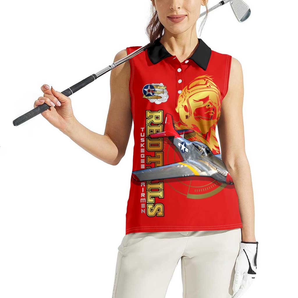Tuskegee Red Tails Airmen Women Sleeveless Polo Shirt WWII Fighter Pilot Legacy - Wonder Print Shop