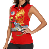 Tuskegee Red Tails Airmen Women Sleeveless Polo Shirt WWII Fighter Pilot Legacy - Wonder Print Shop