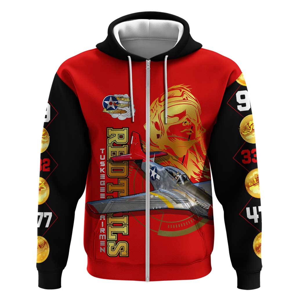 Tuskegee Red Tails Airmen Zip Hoodie WWII Fighter Pilot Legacy - Wonder Print Shop