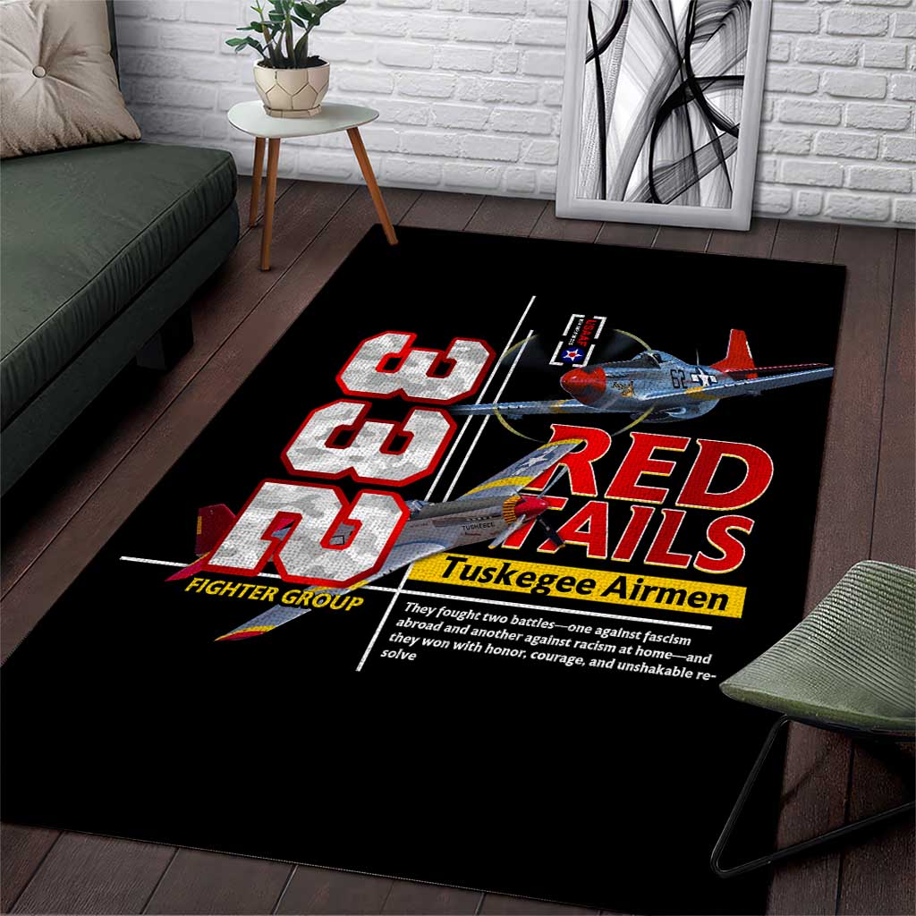 Red Tails Spitfire Tuskegee Airmen Area Rug 332nd Fighter Group WWII Legacy Tribute - Wonder Print Shop