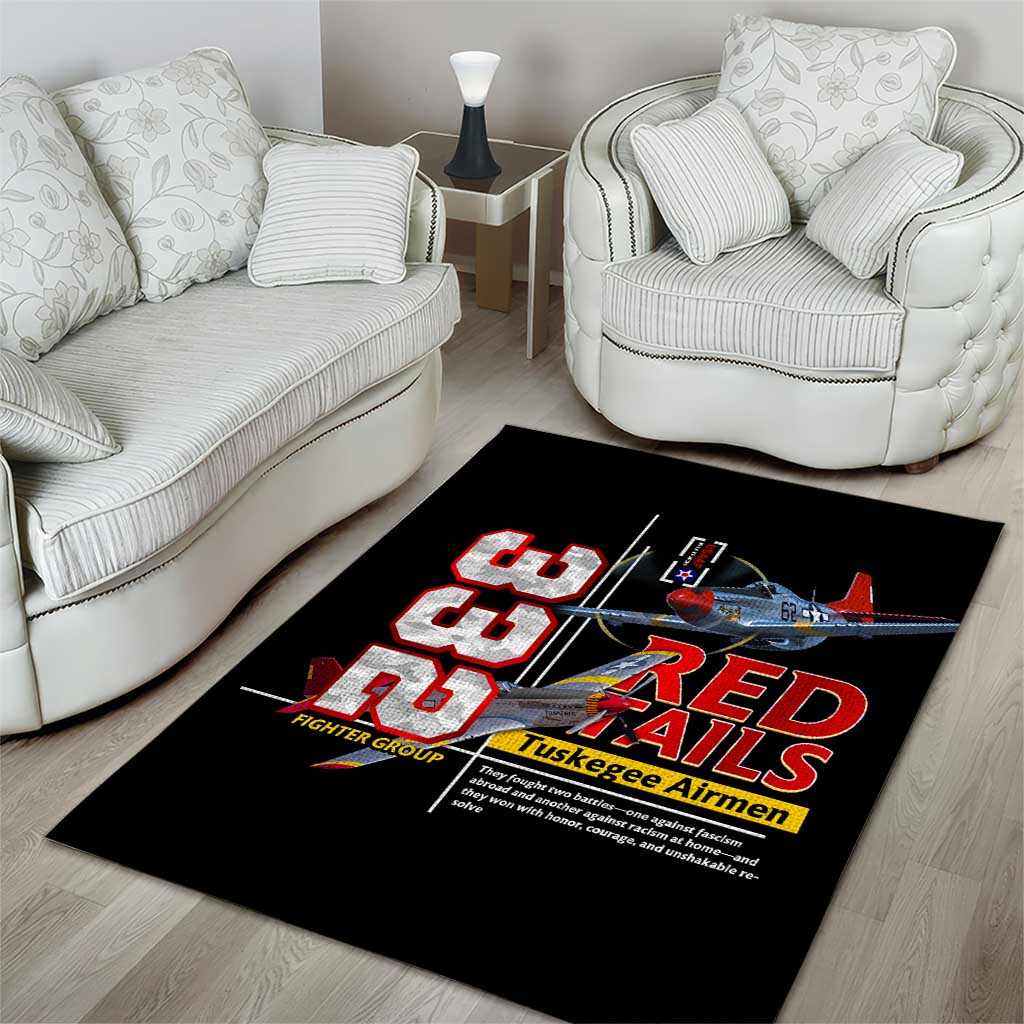 Red Tails Spitfire Tuskegee Airmen Area Rug 332nd Fighter Group WWII Legacy Tribute - Wonder Print Shop