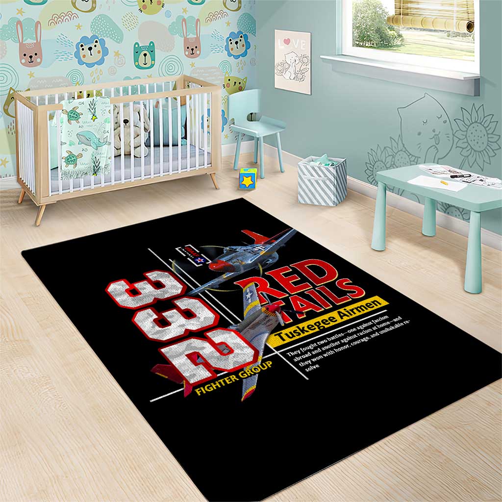 Red Tails Spitfire Tuskegee Airmen Area Rug 332nd Fighter Group WWII Legacy Tribute - Wonder Print Shop