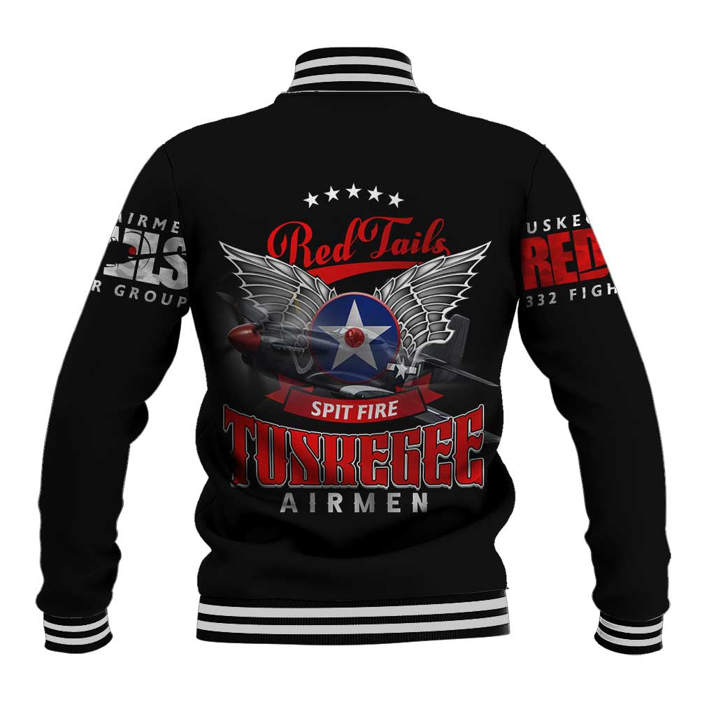 Red Tails Spitfire Tuskegee Airmen Baseball Jacket 332nd Fighter Group WWII Legacy Tribute - Wonder Print Shop