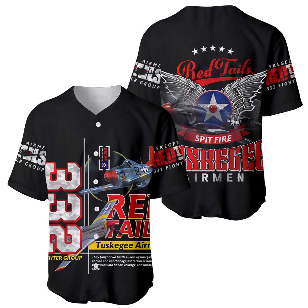 Red Tails Spitfire Tuskegee Airmen Baseball Jersey 332nd Fighter Group WWII Legacy Tribute - Wonder Print Shop