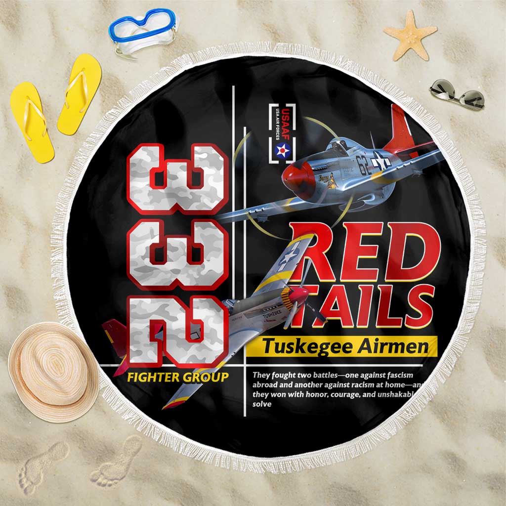 Red Tails Spitfire Tuskegee Airmen Beach Blanket 332nd Fighter Group WWII Legacy Tribute - Wonder Print Shop