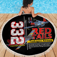 Red Tails Spitfire Tuskegee Airmen Beach Blanket 332nd Fighter Group WWII Legacy Tribute - Wonder Print Shop