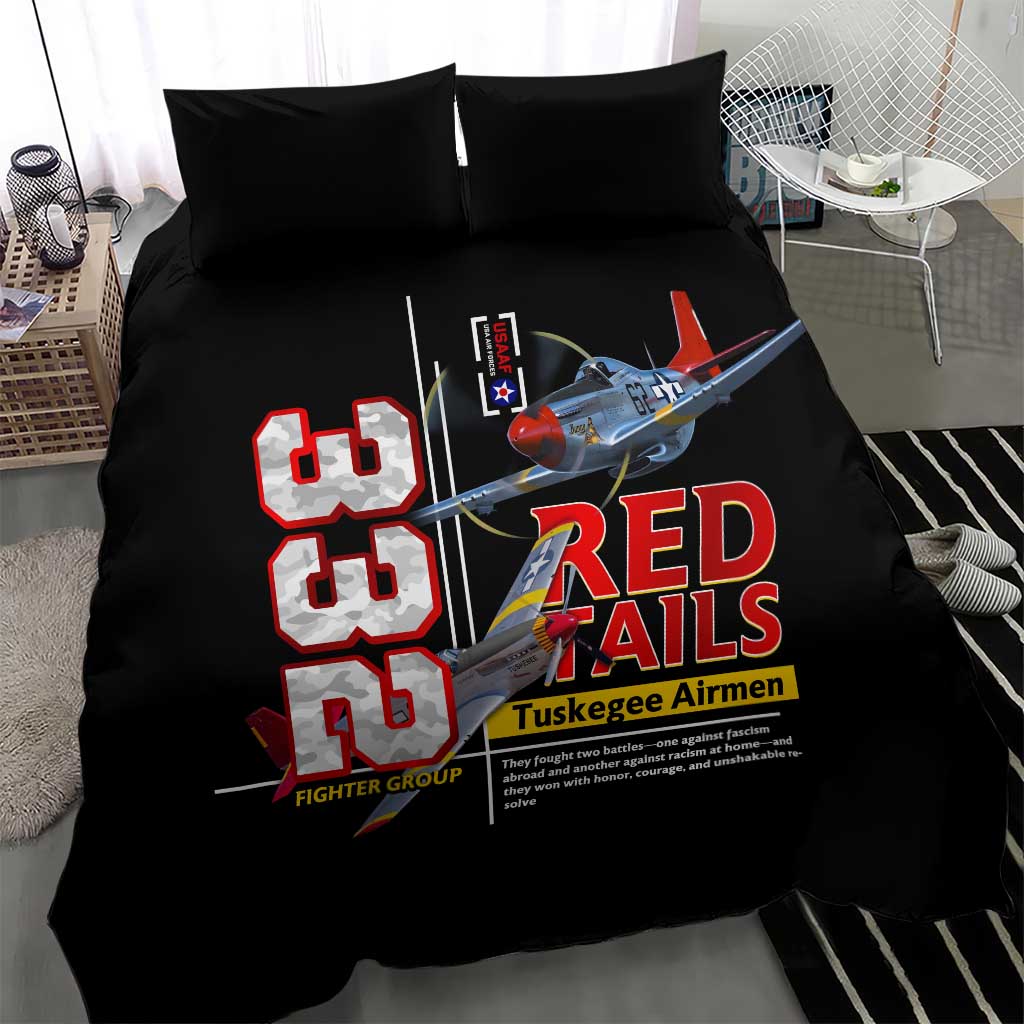 Red Tails Spitfire Tuskegee Airmen Bedding Set 332nd Fighter Group WWII Legacy Tribute - Wonder Print Shop