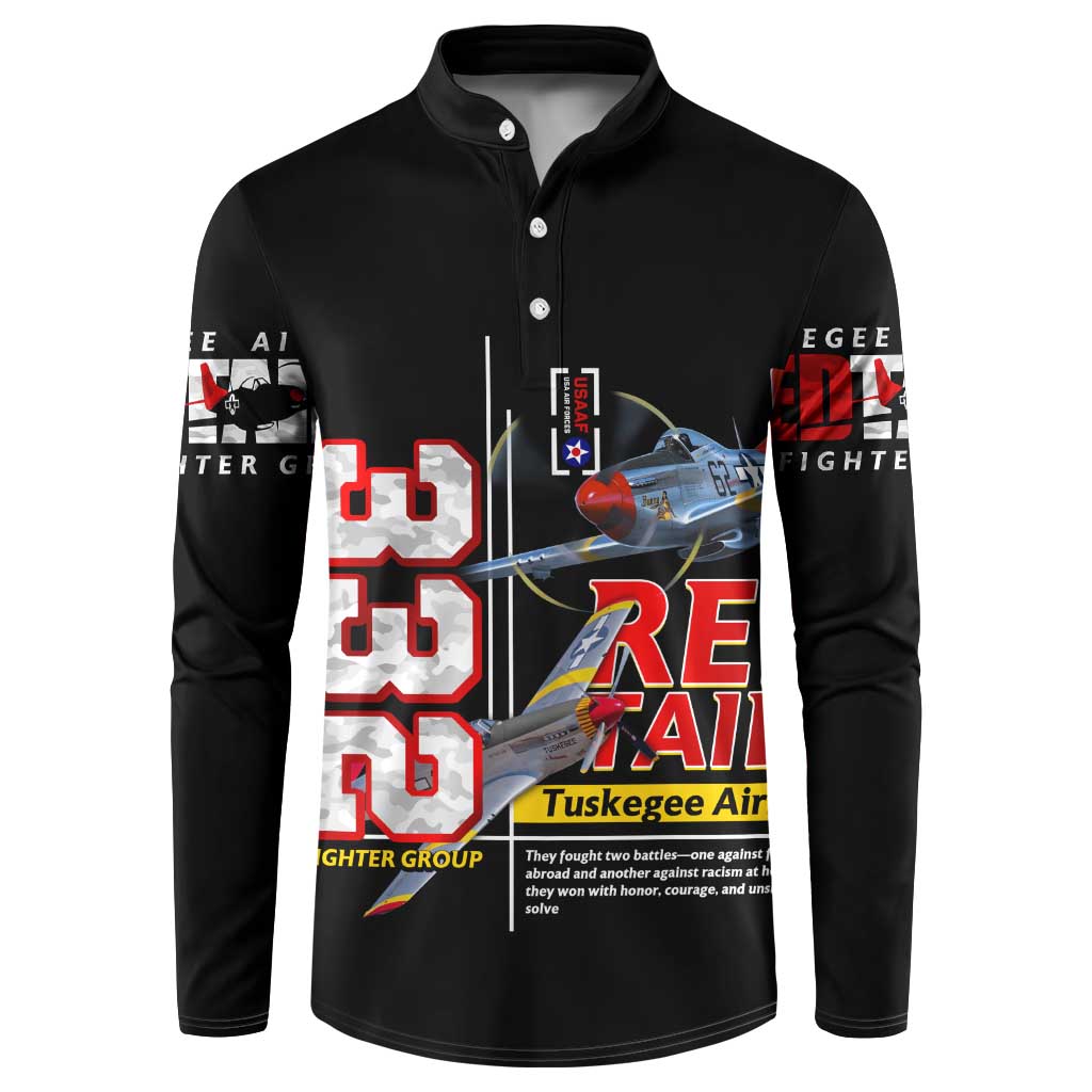 Red Tails Spitfire Tuskegee Airmen Button Sweatshirt 332nd Fighter Group WWII Legacy Tribute - Wonder Print Shop