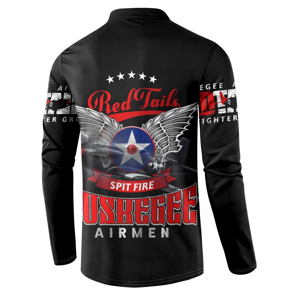 Red Tails Spitfire Tuskegee Airmen Button Sweatshirt 332nd Fighter Group WWII Legacy Tribute - Wonder Print Shop
