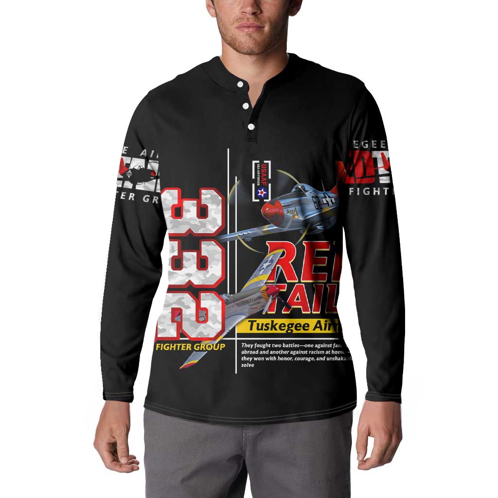 Red Tails Spitfire Tuskegee Airmen Button Sweatshirt 332nd Fighter Group WWII Legacy Tribute - Wonder Print Shop