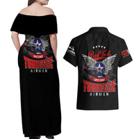 Red Tails Spitfire Tuskegee Airmen Couples Matching Off Shoulder Maxi Dress and Hawaiian Shirt 332nd Fighter Group WWII Legacy Tribute - Wonder Print Shop