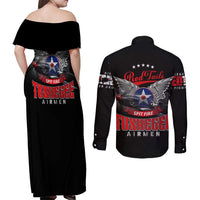 Red Tails Spitfire Tuskegee Airmen Couples Matching Off Shoulder Maxi Dress and Long Sleeve Button Shirt 332nd Fighter Group WWII Legacy Tribute - Wonder Print Shop