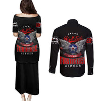 Red Tails Spitfire Tuskegee Airmen Couples Matching Puletasi and Long Sleeve Button Shirt 332nd Fighter Group WWII Legacy Tribute - Wonder Print Shop