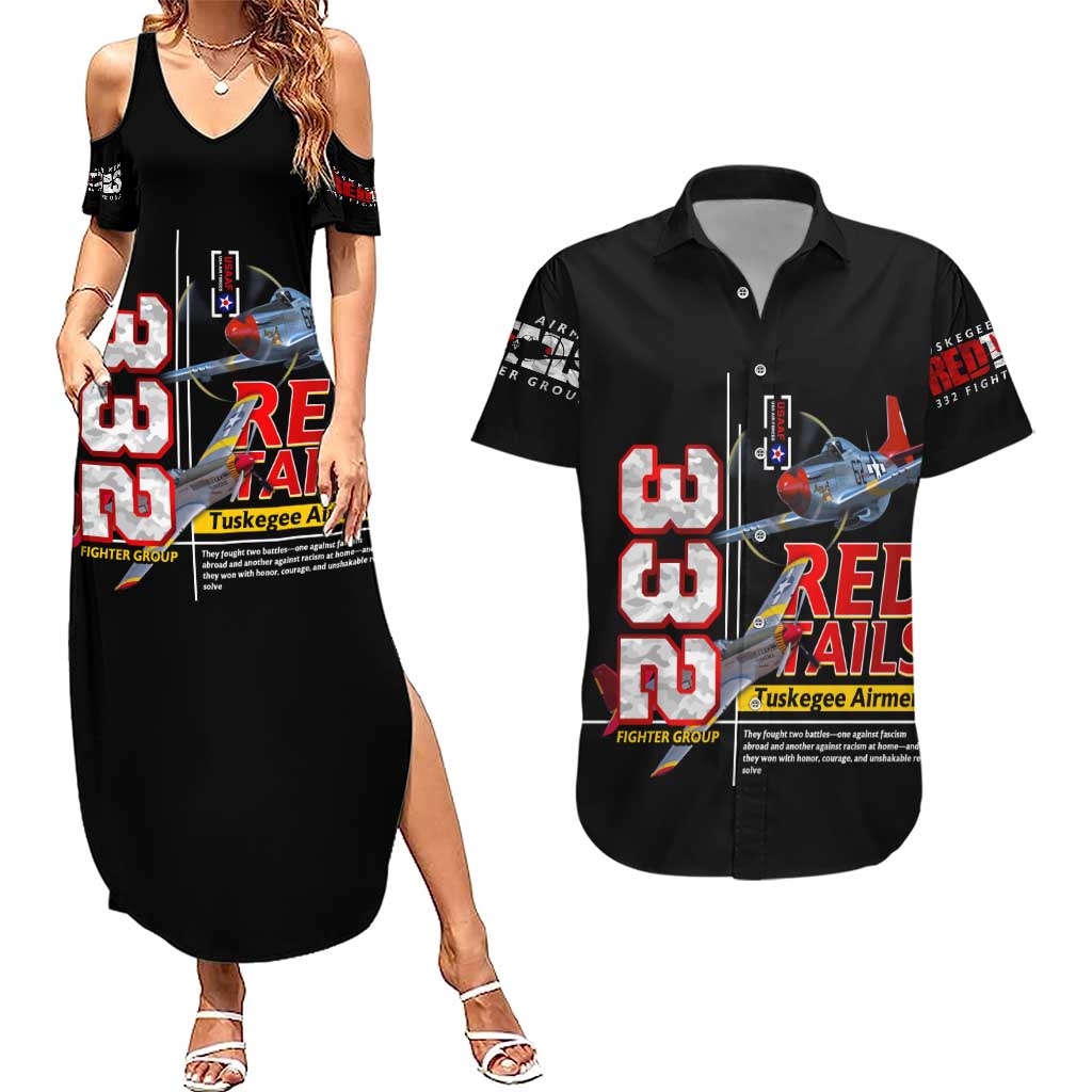 Red Tails Spitfire Tuskegee Airmen Couples Matching Summer Maxi Dress and Hawaiian Shirt 332nd Fighter Group WWII Legacy Tribute - Wonder Print Shop