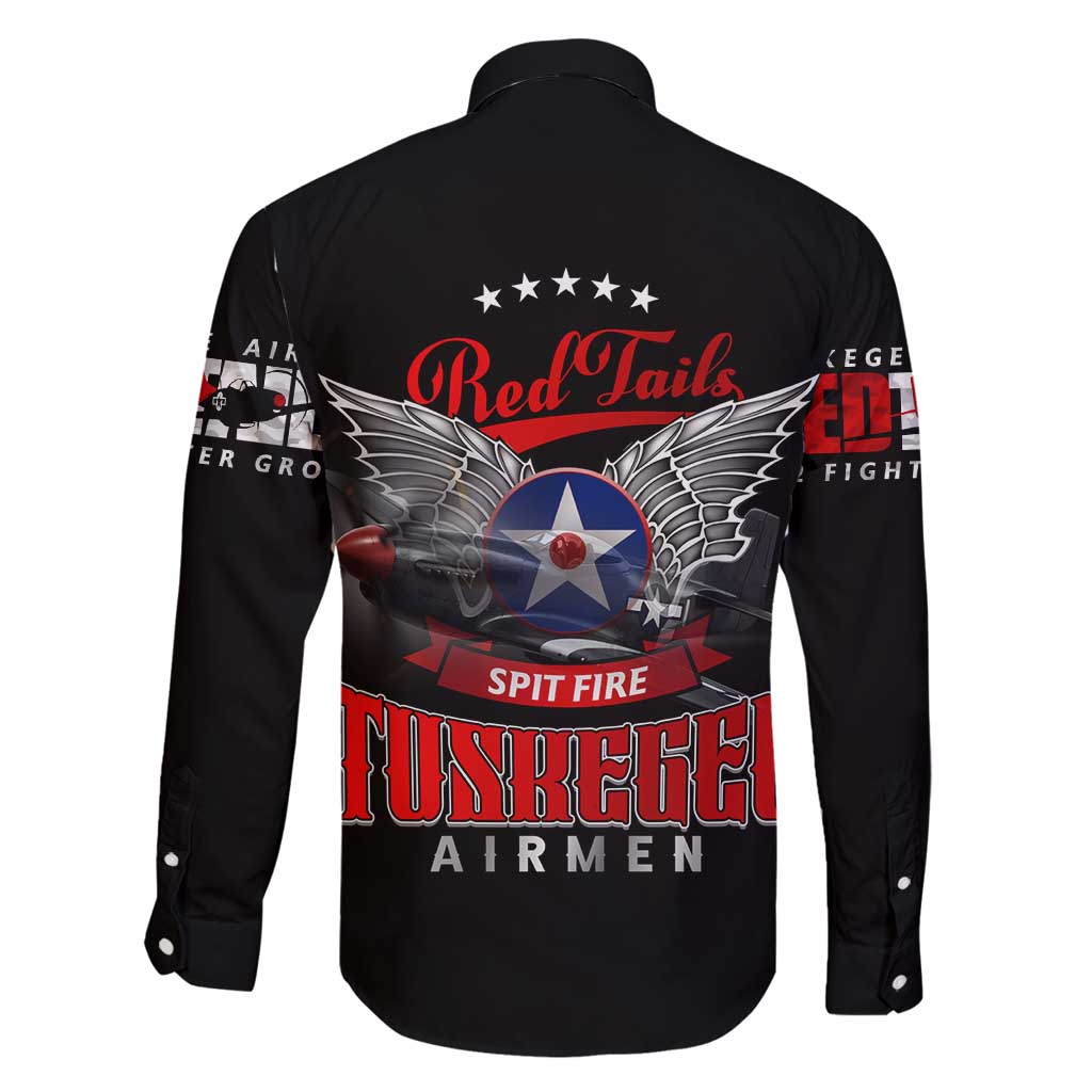 Red Tails Spitfire Tuskegee Airmen Family Matching Long Sleeve Bodycon Dress and Hawaiian Shirt 332nd Fighter Group WWII Legacy Tribute - Wonder Print Shop