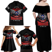 Red Tails Spitfire Tuskegee Airmen Family Matching Off Shoulder Maxi Dress and Hawaiian Shirt 332nd Fighter Group WWII Legacy Tribute - Wonder Print Shop