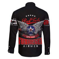 Red Tails Spitfire Tuskegee Airmen Family Matching Off Shoulder Maxi Dress and Hawaiian Shirt 332nd Fighter Group WWII Legacy Tribute - Wonder Print Shop
