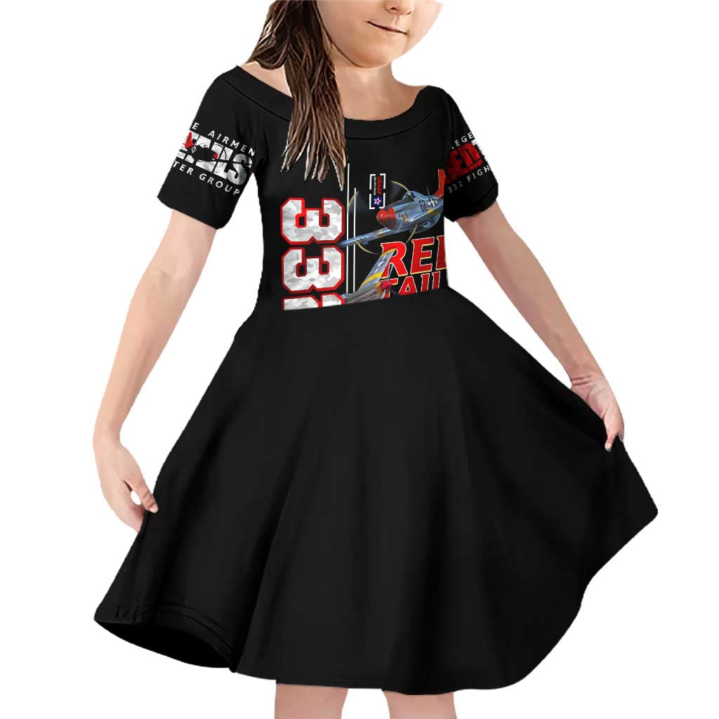 Red Tails Spitfire Tuskegee Airmen Family Matching Off Shoulder Short Dress and Hawaiian Shirt 332nd Fighter Group WWII Legacy Tribute - Wonder Print Shop