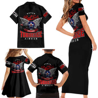 Red Tails Spitfire Tuskegee Airmen Family Matching Short Sleeve Bodycon Dress and Hawaiian Shirt 332nd Fighter Group WWII Legacy Tribute - Wonder Print Shop