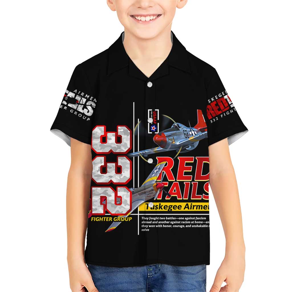 Red Tails Spitfire Tuskegee Airmen Family Matching Short Sleeve Bodycon Dress and Hawaiian Shirt 332nd Fighter Group WWII Legacy Tribute - Wonder Print Shop