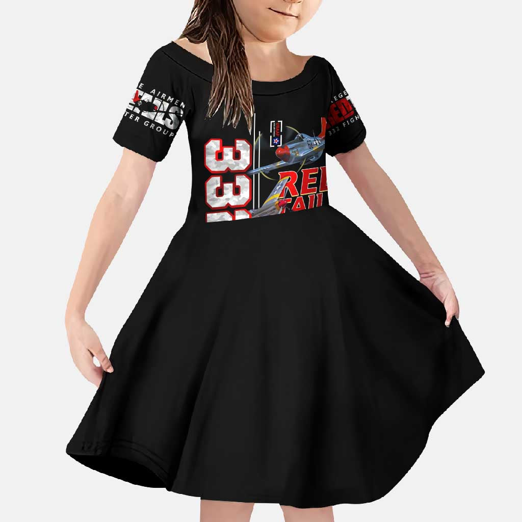 Red Tails Spitfire Tuskegee Airmen Family Matching Tank Maxi Dress and Hawaiian Shirt 332nd Fighter Group WWII Legacy Tribute - Wonder Print Shop