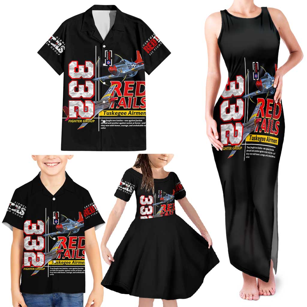 Red Tails Spitfire Tuskegee Airmen Family Matching Tank Maxi Dress and Hawaiian Shirt 332nd Fighter Group WWII Legacy Tribute - Wonder Print Shop