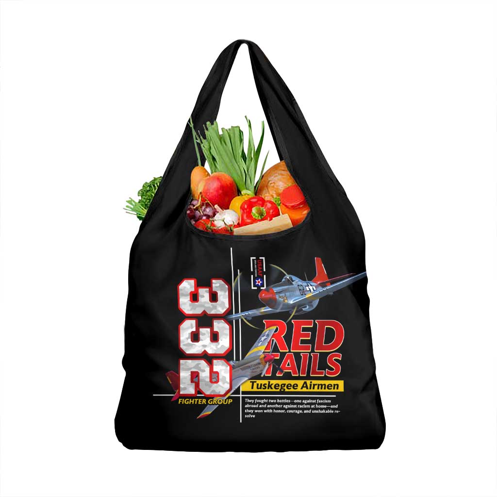 Red Tails Spitfire Tuskegee Airmen Grocery Bag 332nd Fighter Group WWII Legacy Tribute - Wonder Print Shop