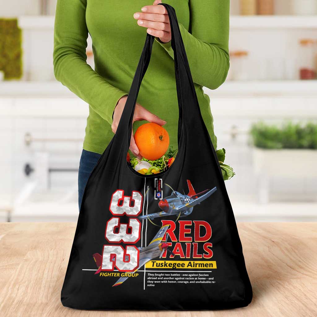 Red Tails Spitfire Tuskegee Airmen Grocery Bag 332nd Fighter Group WWII Legacy Tribute - Wonder Print Shop