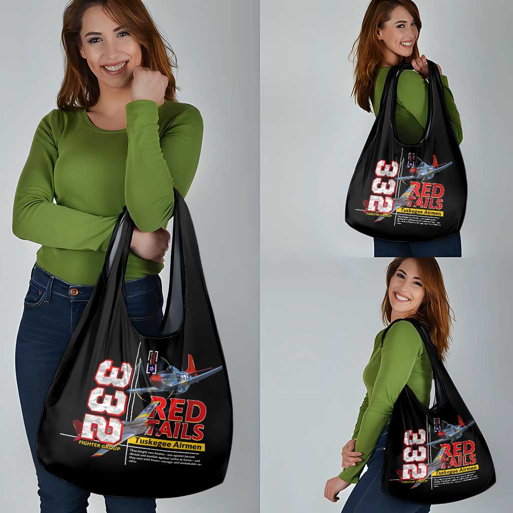 Red Tails Spitfire Tuskegee Airmen Grocery Bag 332nd Fighter Group WWII Legacy Tribute - Wonder Print Shop