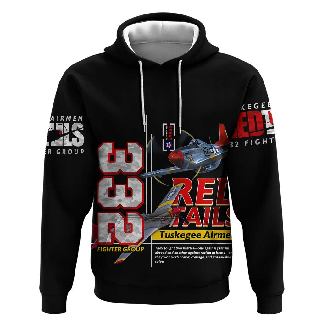 Red Tails Spitfire Tuskegee Airmen Hoodie 332nd Fighter Group WWII Legacy Tribute - Wonder Print Shop