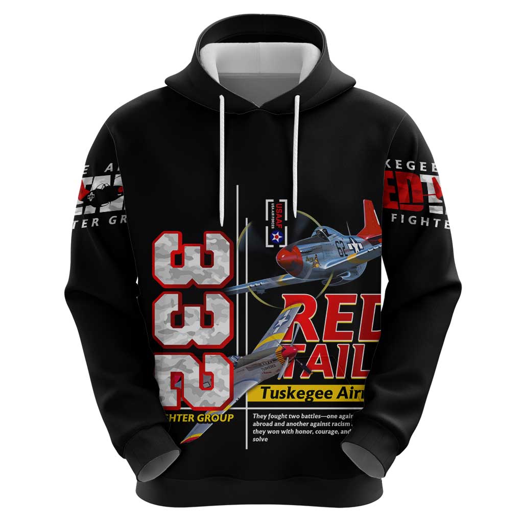 Red Tails Spitfire Tuskegee Airmen Hoodie 332nd Fighter Group WWII Legacy Tribute - Wonder Print Shop