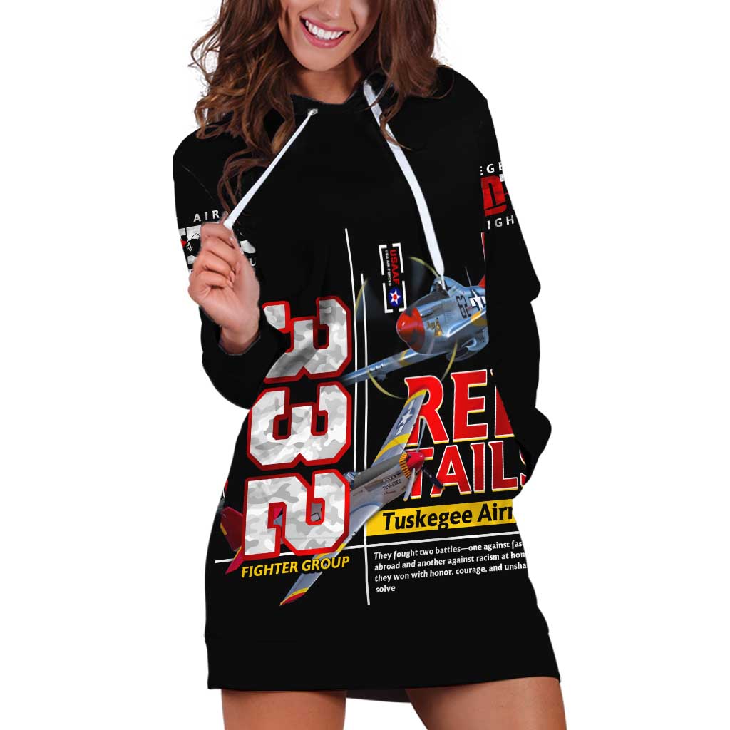 Red Tails Spitfire Tuskegee Airmen Hoodie Dress 332nd Fighter Group WWII Legacy Tribute - Wonder Print Shop