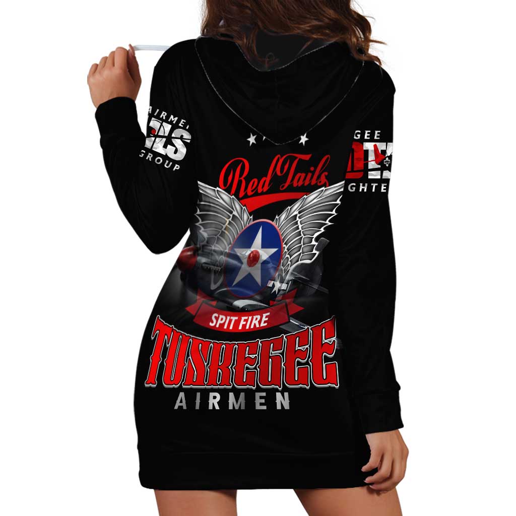 Red Tails Spitfire Tuskegee Airmen Hoodie Dress 332nd Fighter Group WWII Legacy Tribute - Wonder Print Shop