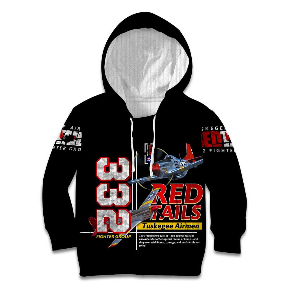 Red Tails Spitfire Tuskegee Airmen Kid Hoodie 332nd Fighter Group WWII Legacy Tribute - Wonder Print Shop