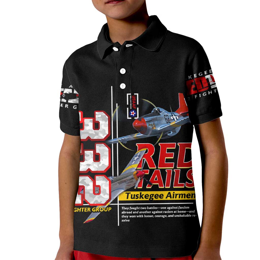 Red Tails Spitfire Tuskegee Airmen Kid Polo Shirt 332nd Fighter Group WWII Legacy Tribute - Wonder Print Shop