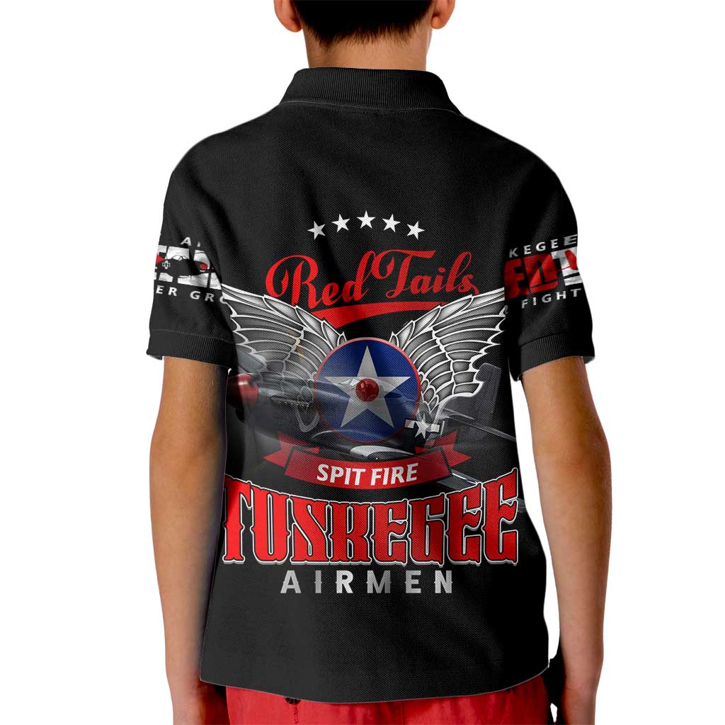 Red Tails Spitfire Tuskegee Airmen Kid Polo Shirt 332nd Fighter Group WWII Legacy Tribute - Wonder Print Shop