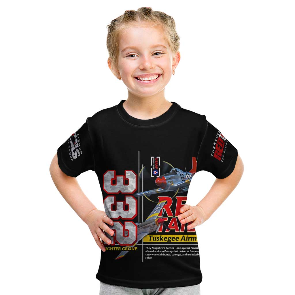 Red Tails Spitfire Tuskegee Airmen Kid T Shirt 332nd Fighter Group WWII Legacy Tribute - Wonder Print Shop