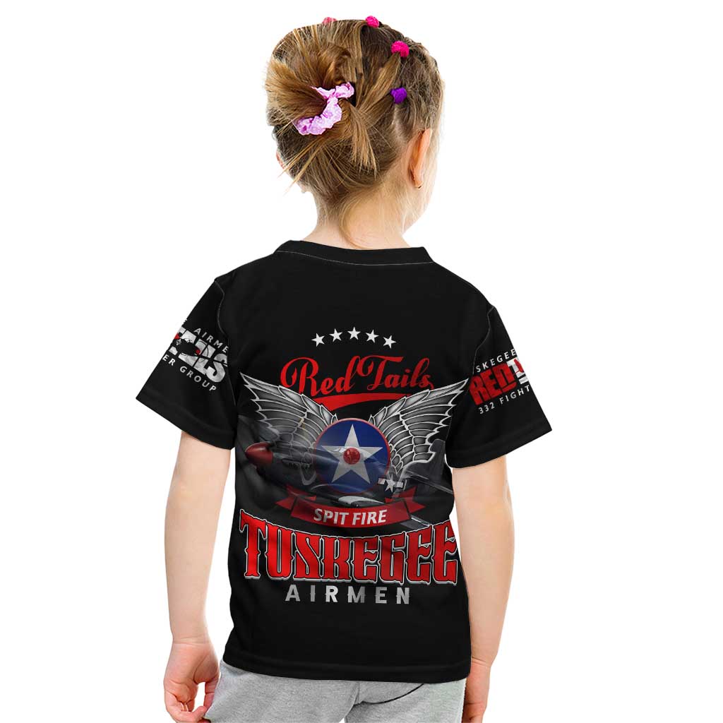 Red Tails Spitfire Tuskegee Airmen Kid T Shirt 332nd Fighter Group WWII Legacy Tribute - Wonder Print Shop