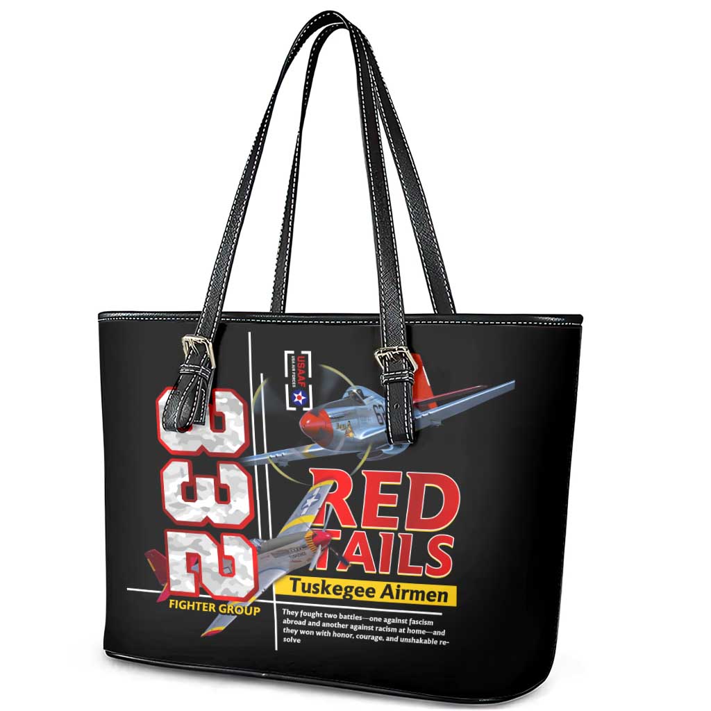 Red Tails Spitfire Tuskegee Airmen Leather Tote Bag 332nd Fighter Group WWII Legacy Tribute - Wonder Print Shop
