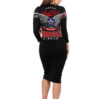 Red Tails Spitfire Tuskegee Airmen Long Sleeve Bodycon Dress 332nd Fighter Group WWII Legacy Tribute - Wonder Print Shop